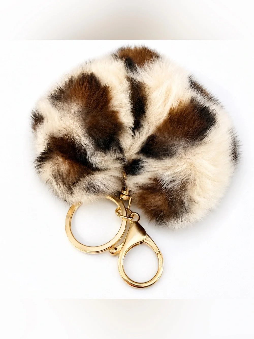 Y2K Cream Leopard Heart Bag Charm